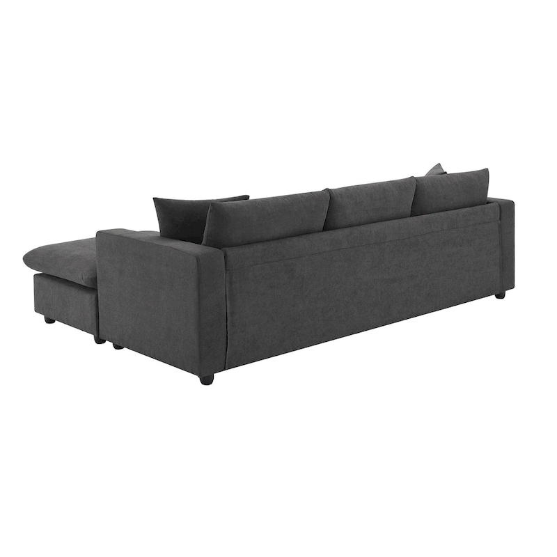 100.4 L-Shaped Polyester Sectional Sofa with 4-Seat Convertible Couch and Ottoman & Pocket Spring Cushions (300lb Capacity)