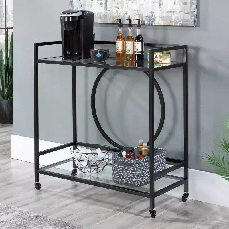 Sauder International Lux Bar Cart with Glass
