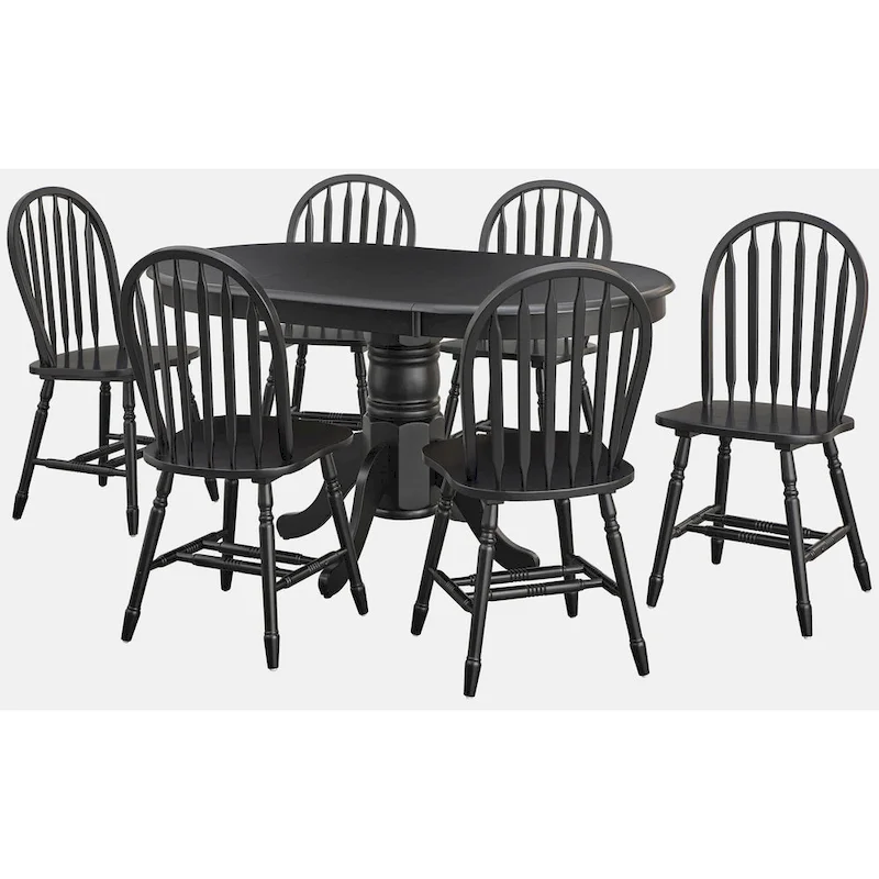 Carolina 7-piece Farmhouse Solid Wood Dining Set with Leaf