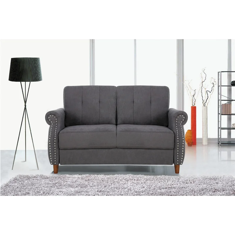 Nailhead Trim Loveseat, 2-Seat | Grey / Camel / Ocean Blue / Beige