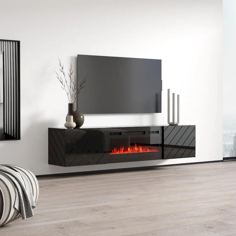 Luxe EF Wall Mounted Electric Fireplace Modern 72 TV Stand