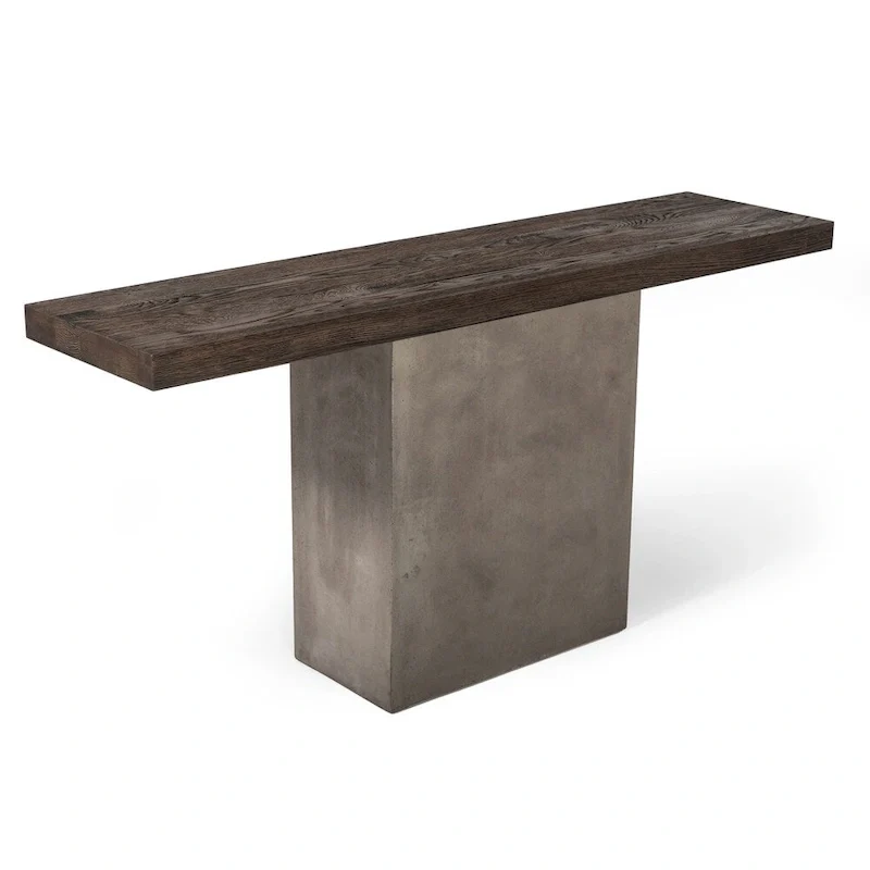 Modrest Renzo Modern Oak & Concrete Console Table