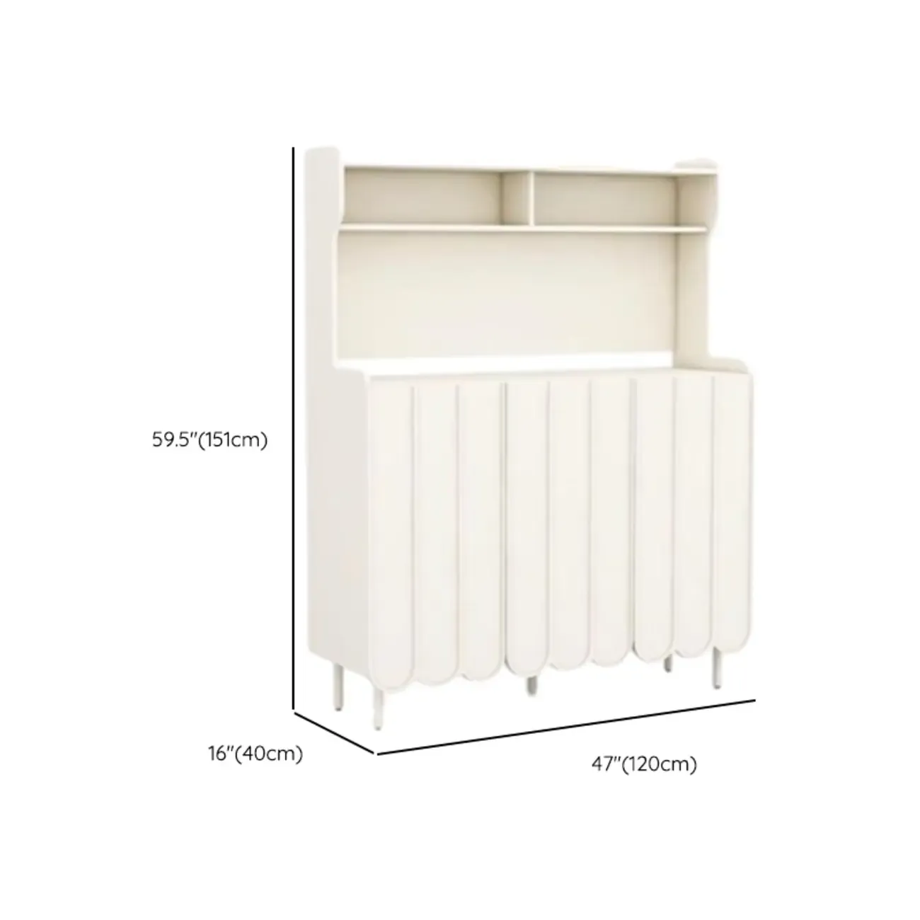 Modish Cream Wood Narrow Sideboard