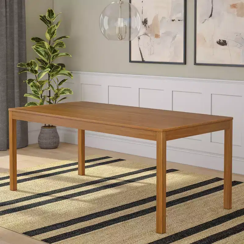Now Furniture 72 Wooden Dining Table for 6, Rectangular Kitchen Table