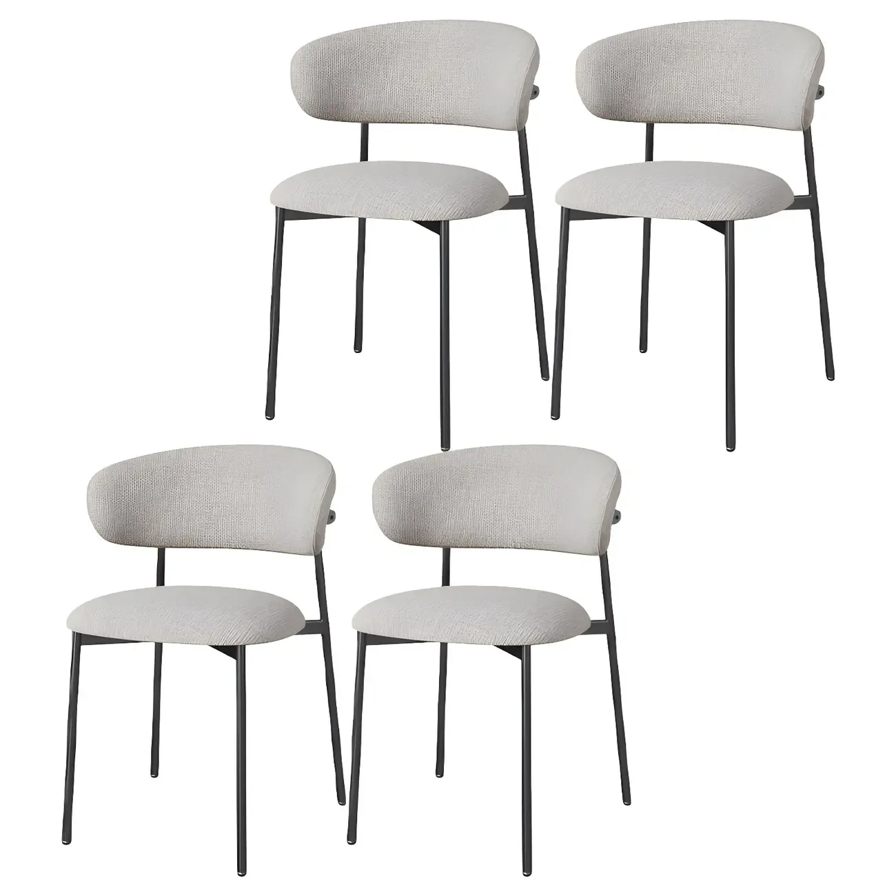 Scandinavian Velvet Upholstered Dining Room Chairs Set of 4