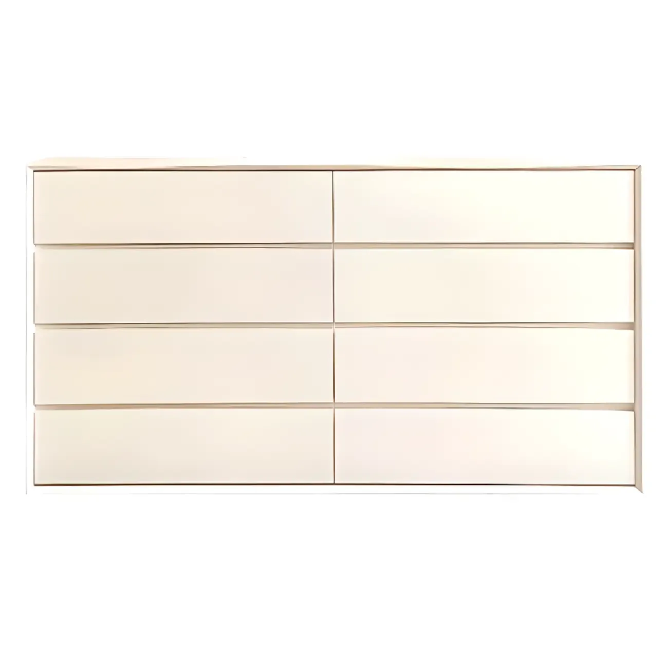 Modern White Wooden Double Dresser with Soft-Close Drawers