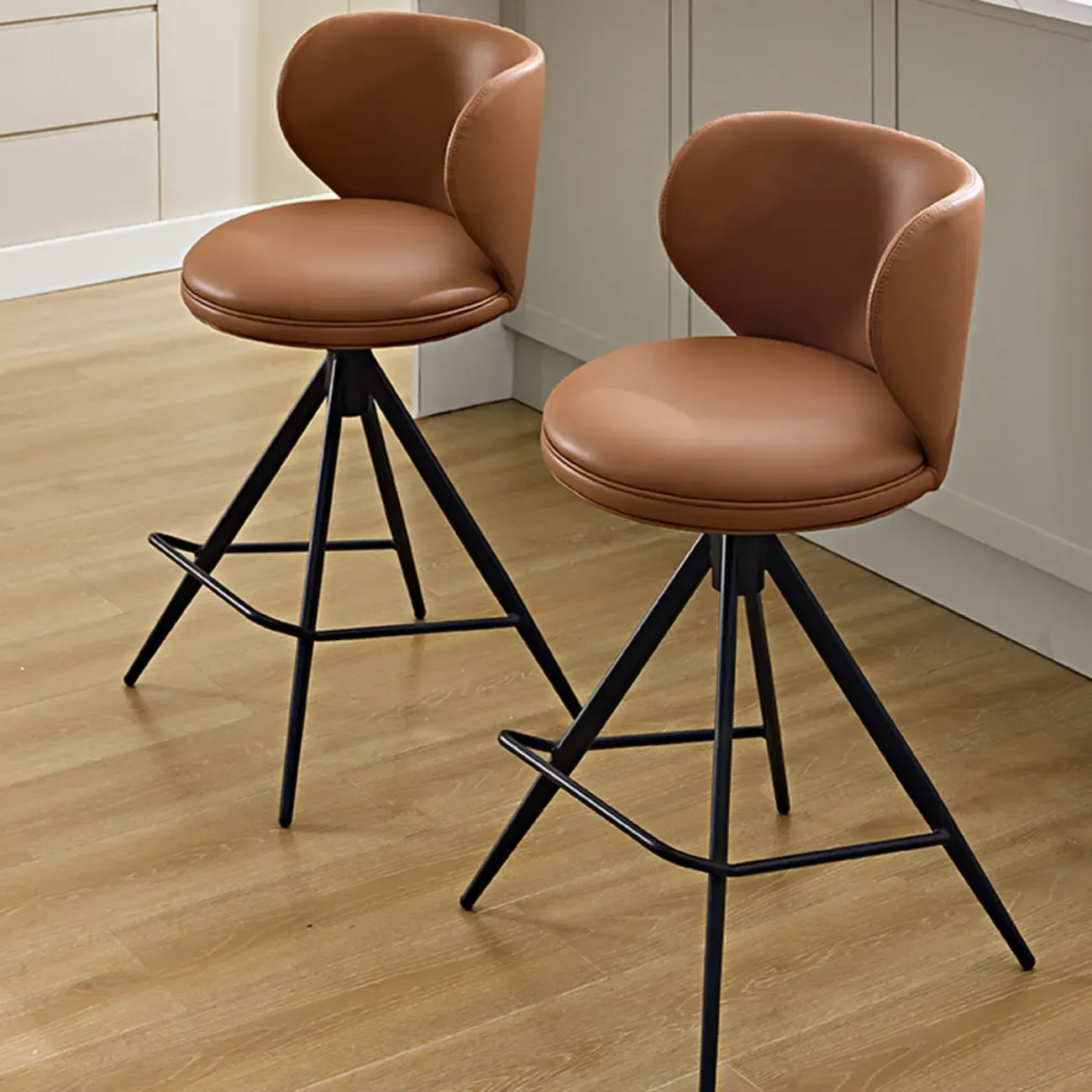 Modern Leather Swivel Bar Stools Counter Height