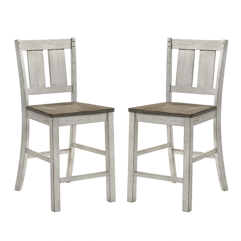 Furniture of America Theile Rustic Wood Counter Height Chairs, Set of 2