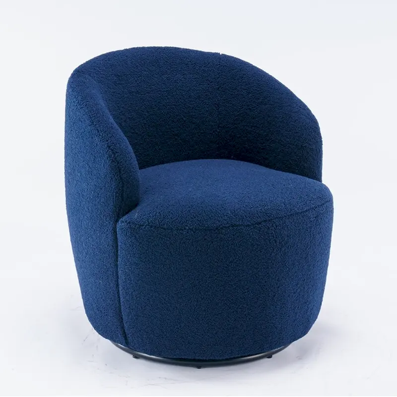 360° Swivel Barrel Accent Chair – Soft Teddy Fabric, Ergonomic Backrest