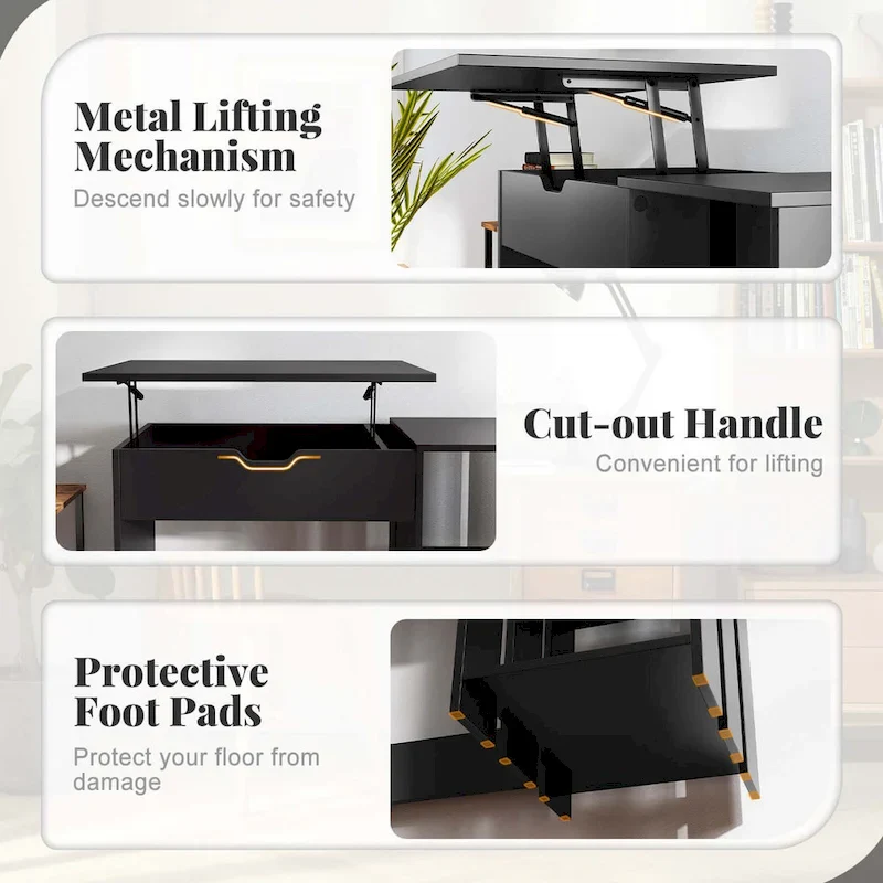 Costway Lift Top Computer Desk Standing Desk with Hidden Compartments - See Details