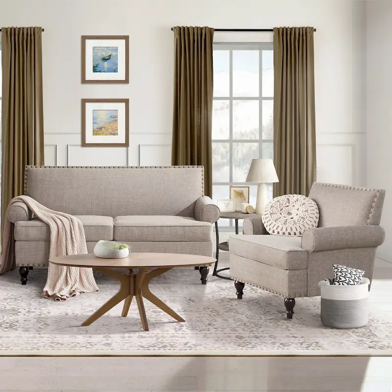 HUIMO Fabric Arm Chair and Loveseat Set