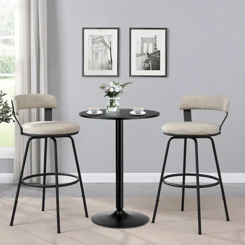 Hausfame Metal Counter Height Industrial Swivel Bar Stools