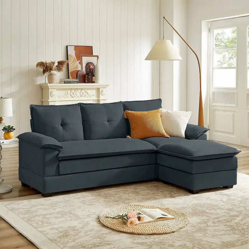 L-Shaped Sectional Sofa with Cloud-Like Seats - 82.28 Inches - Perfect for Living Room