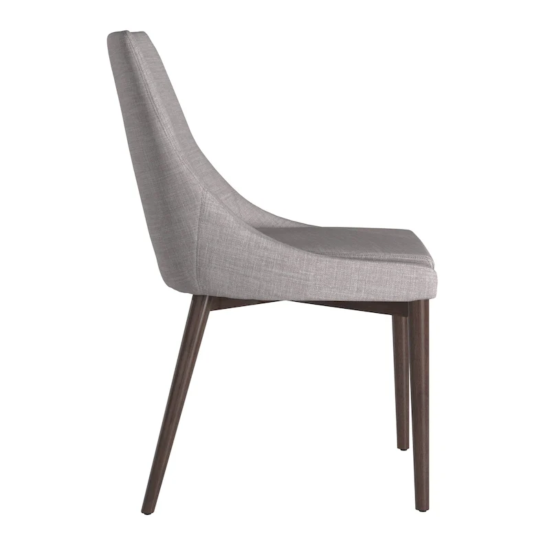 Mid-Century Barrel-Back Linen Dining Chairs with Tapered Legs – Dark Grey / Grey / White