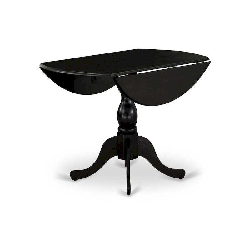 East West Furniture Dublin Modern Kitchen Table - a Round Dining Table Top with Dropleaf & Pedestal Base, (Finish Option)