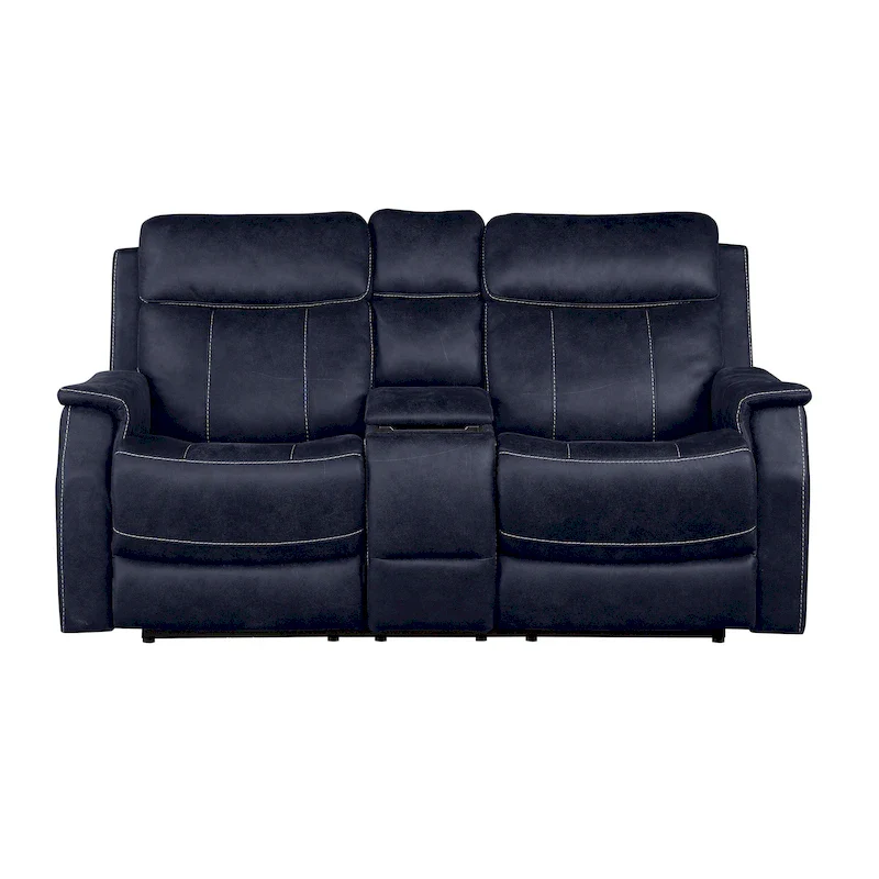 Faux Leather Power Reclining Console Loveseat