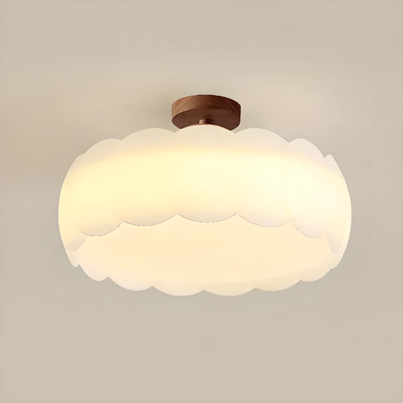 8 Elegant LED Semi Flush Ceiling Light in Natural Finish