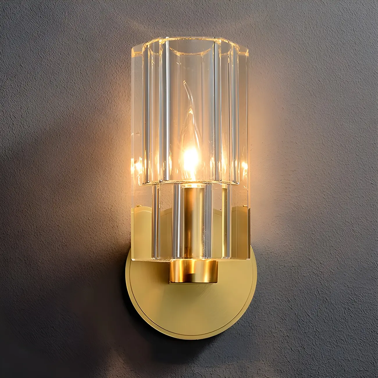 Mini Modern Elegant Gold Up Crystal Cylinder Vanity Light