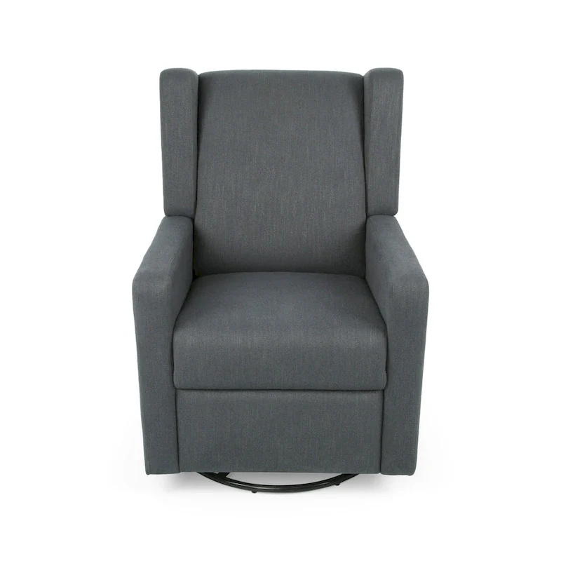 Dusty Blue / Charcoal / Blush / Beige & Black Wingback Swivel Recliner – Single