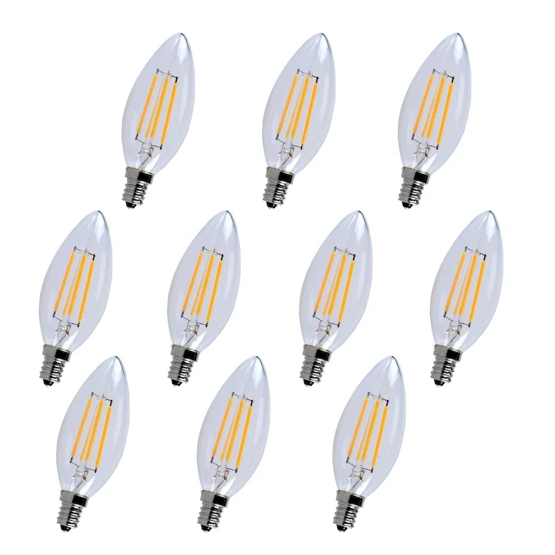 Led e12 candelabra, 3000k, 300, cri80, es, ul/cul, 4w, 40w equivalent, 15000hrs, lm300, dimmable,input voltage 120v 10 pack