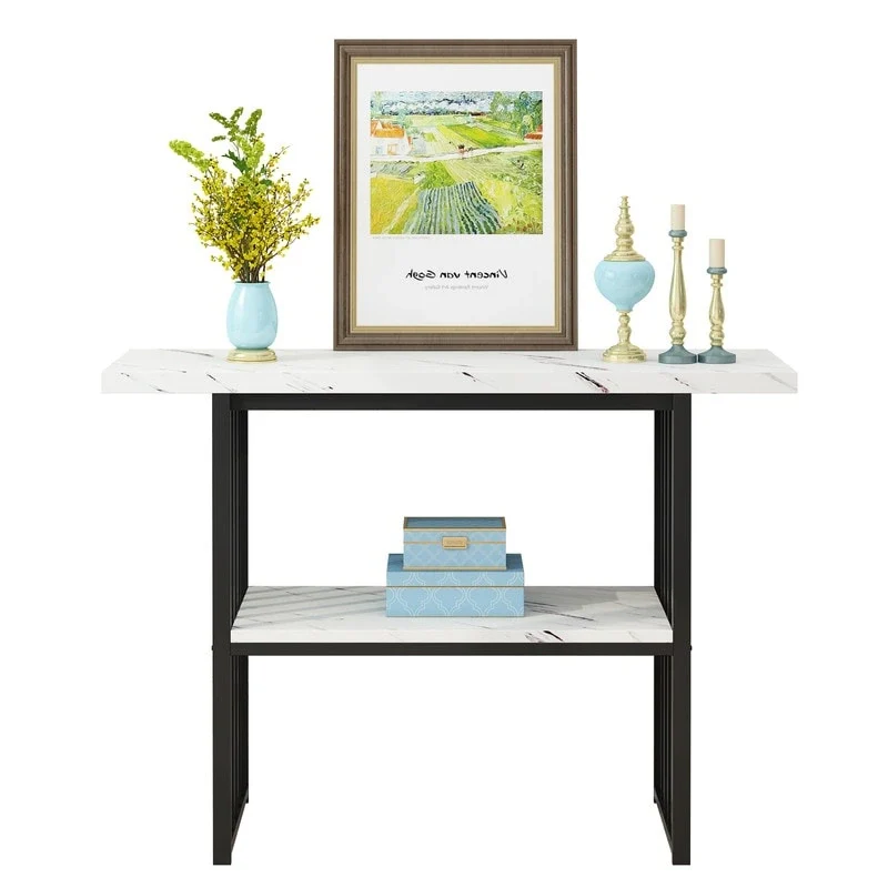 Modern 42-Inch Console/Accent Table with Geometric Metal Legs