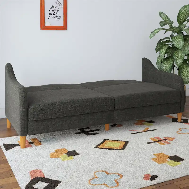 Convertible Coil Futon with Linen Upholstery