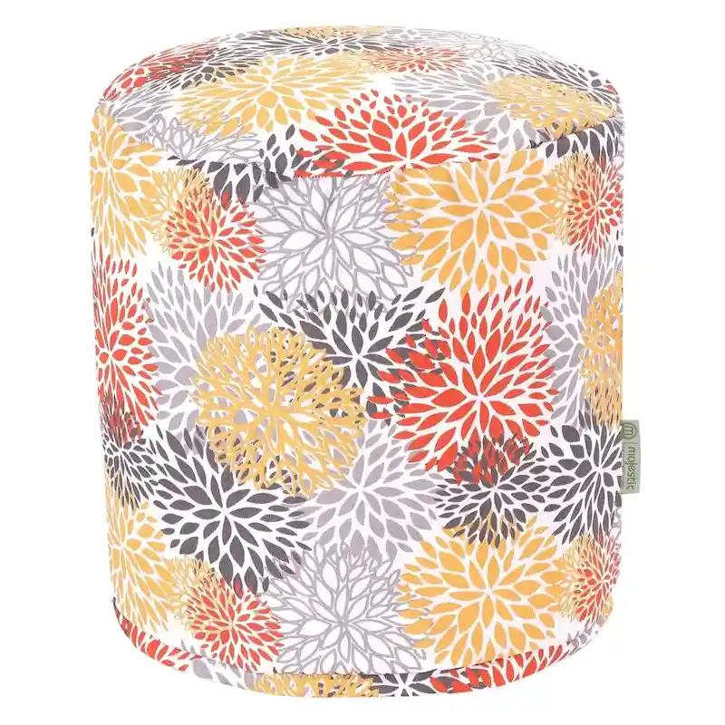 Majestic Home Goods Citrus Blooms Indoor / Outdoor Ottoman Pouf 16 L x 16 W x 17 H