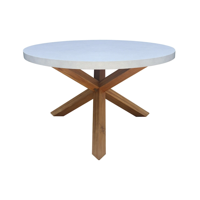 Outdoor 7 Piece Teak Patio Furniture Set with a Round Table and 6 Chairs