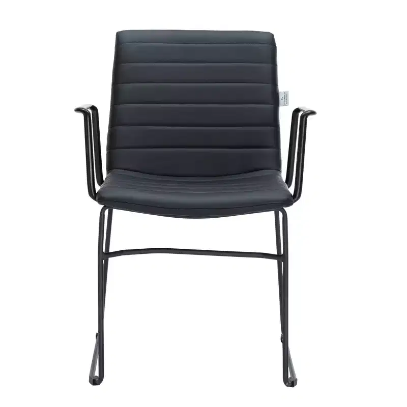 LeisureMod Ergonomic Office Chair Upholstered in Leather/Polyester with Powder-Coated Stainless Steel Frame Padded Seat and Back Zylar Collection