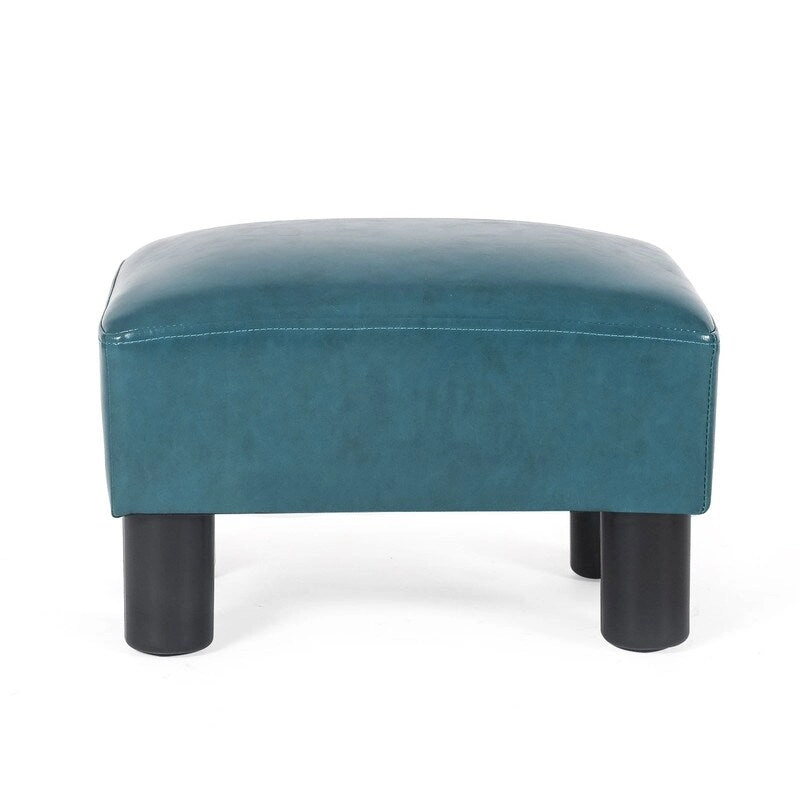 Adeco Faux Leather Ottoman Foot Rest Stool Square Padded Seat Ottoman