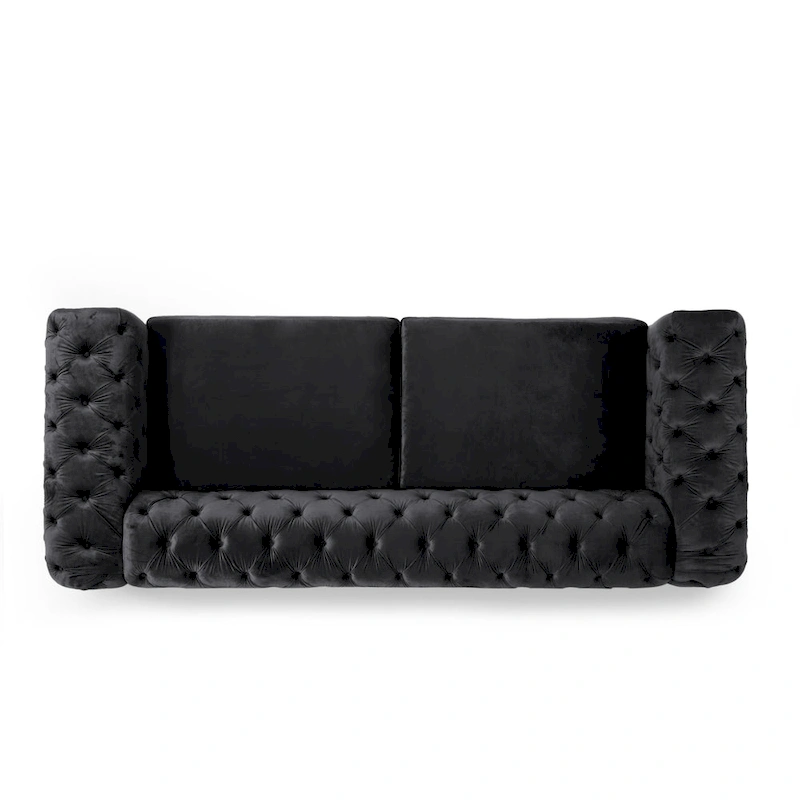 Keyser Modern Glam Tufted Velvet 3 Seater Sofa by Christopher Knight Home - 83.75 L x 34.50 W x 27.25 H