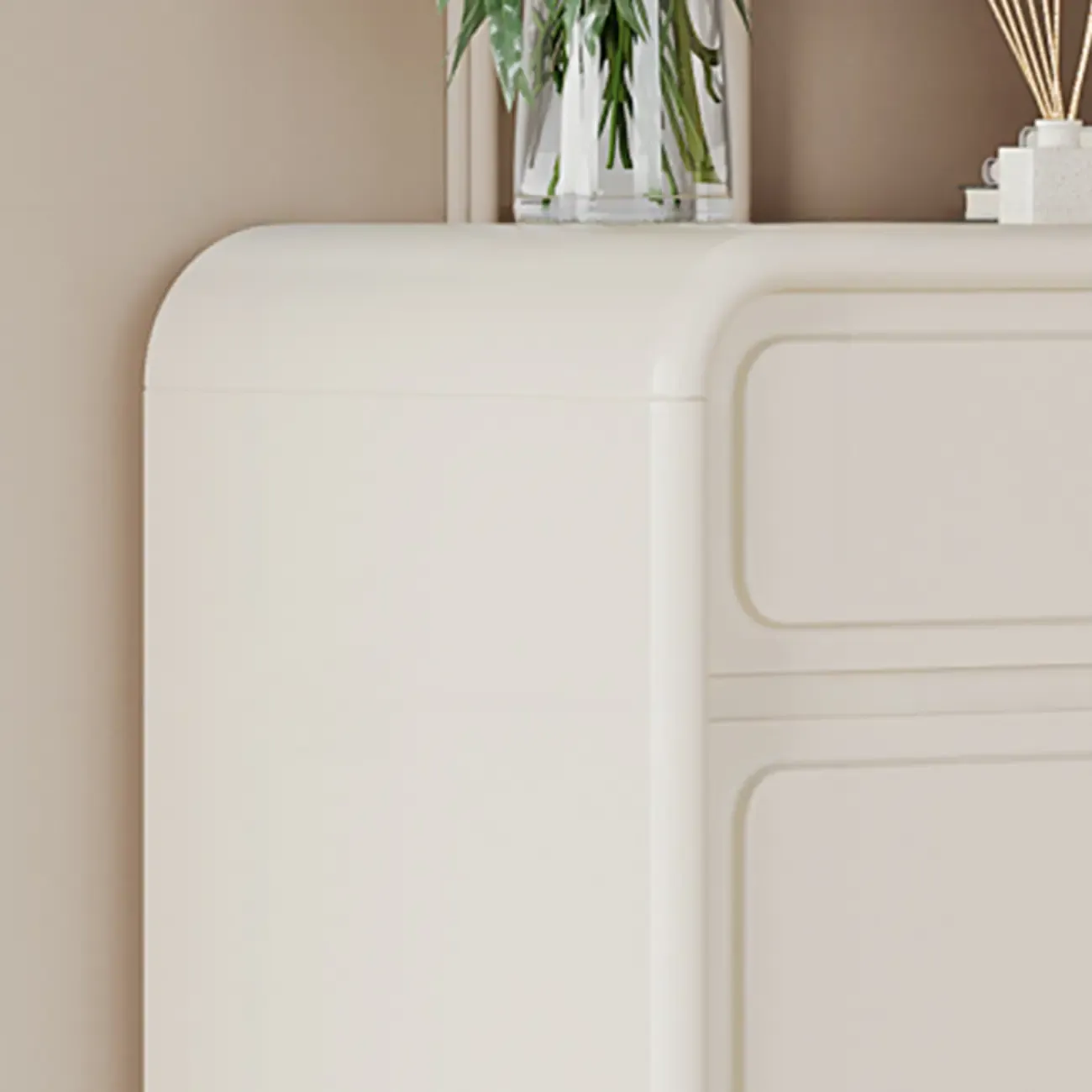 Entryway Solid Wood Shoe Cabinet in White