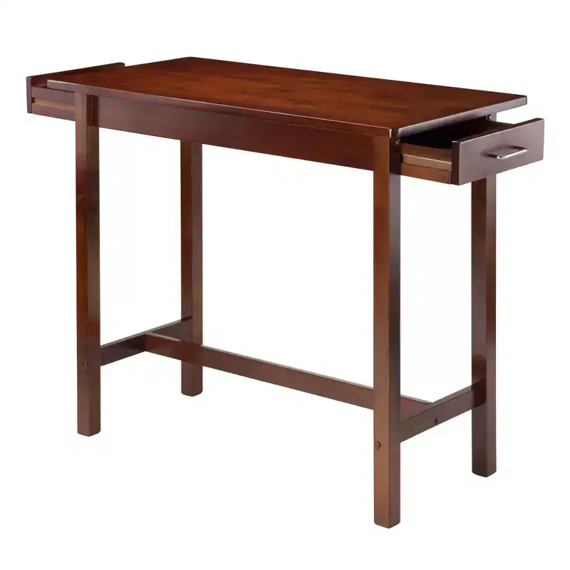 Breakfast Dining Table Wood/Antique Walnut - Winsome: 2-Seat Rectangular with Storage Drawers, Kitchen Furniture