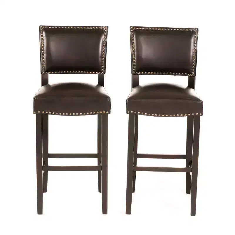 Christopher Knight Home Mayfield Contemporary Faux Leather Upholstered Barstools with Nailhead Trim (Set of 2)