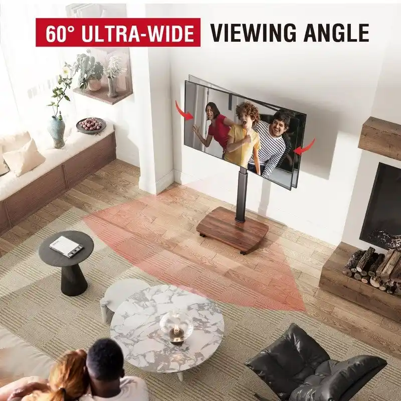 Black / Brown / White Rolling TV Stand with Height Adjustment & Swivel – Single