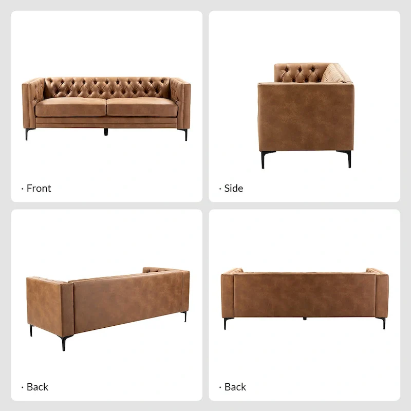 Calymne 84 Classic Square Arms Sofa with Button-Tufted Back by HULALA HOME