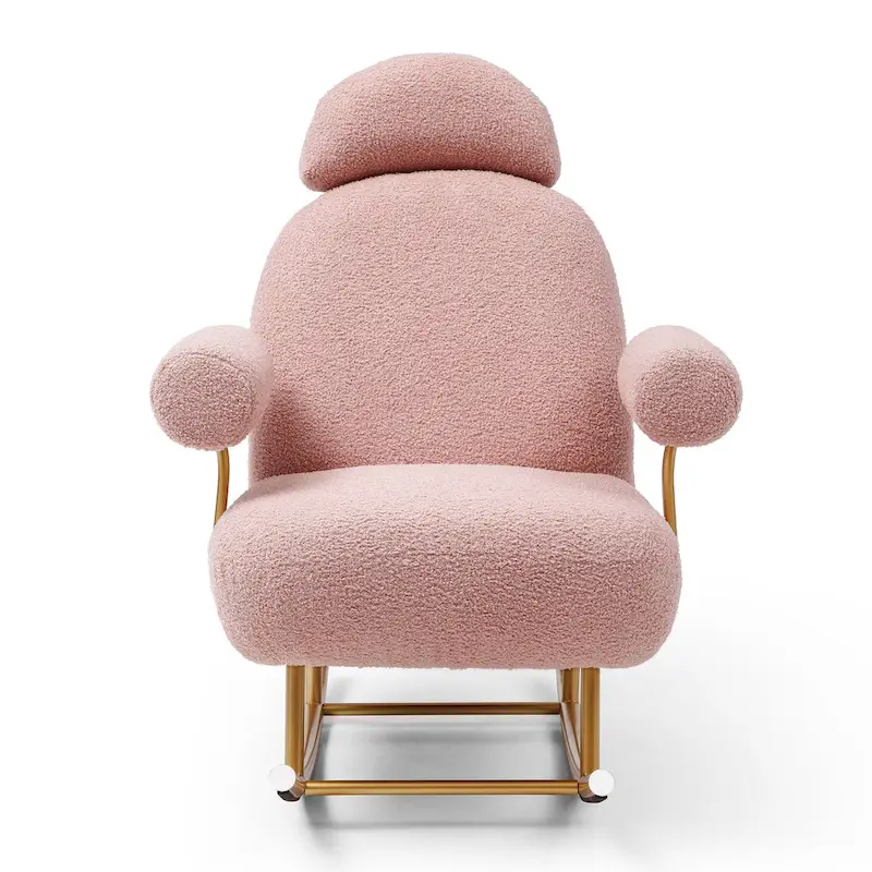 Modern Sherpa Fabric Nursery Rocking Chair