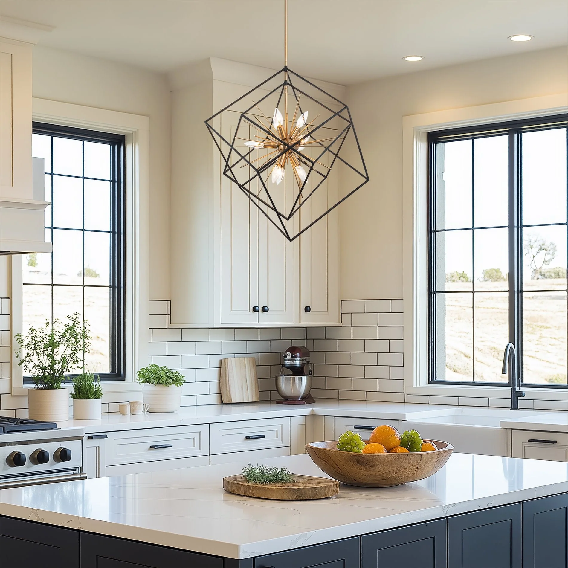 Berkshire 27 9-Light Mid Century Modern Foyer Geometric Pendant Light