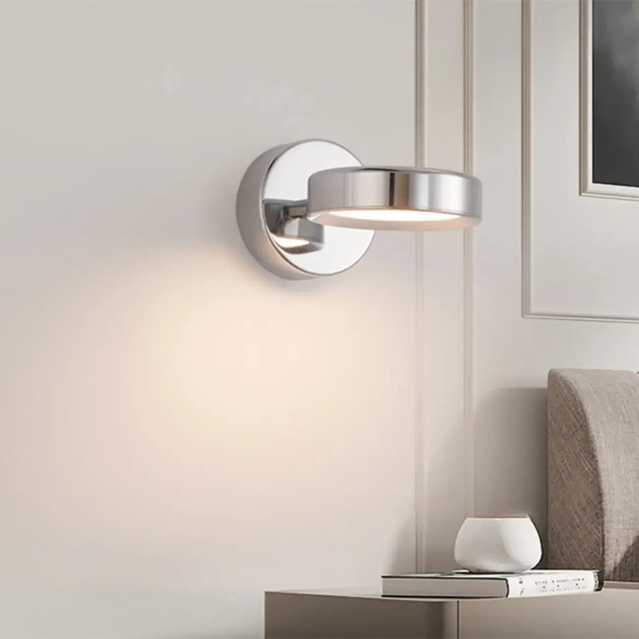 Modish Rotating Circular Chrome Wall Sconce