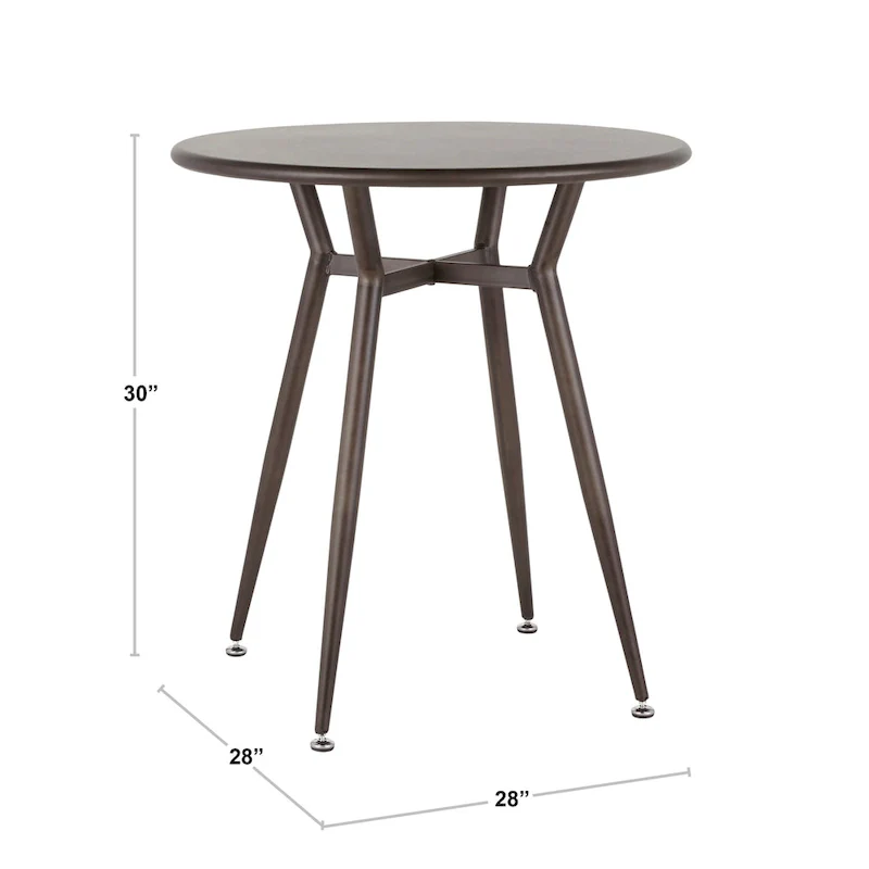 Vintage White / Antique / Brushed Silver Industrial Round Dinette Table with Metal Legs – Seats 4
