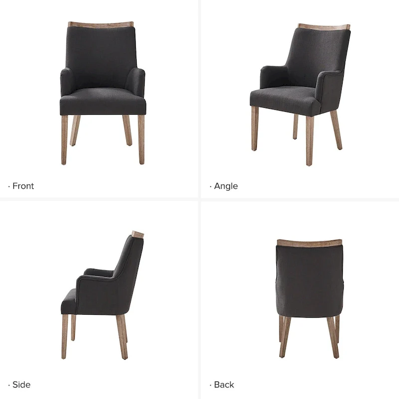 Farmhouse Upholstered Solid Wood Dining Chair Set of 2