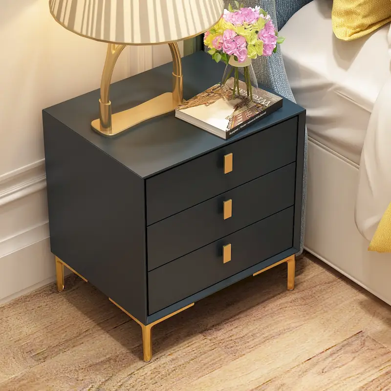 Natural Mid-Century Modern 3-Drawer Nightstand Bedside Table