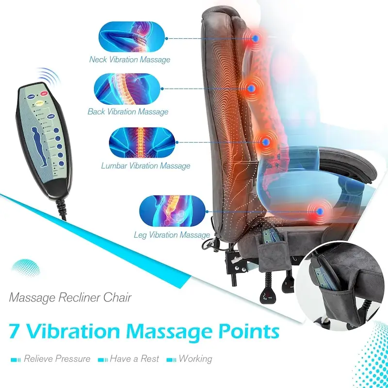 AECOJOY Heated Executive Office Chair w/ Massage &Adjustable Height