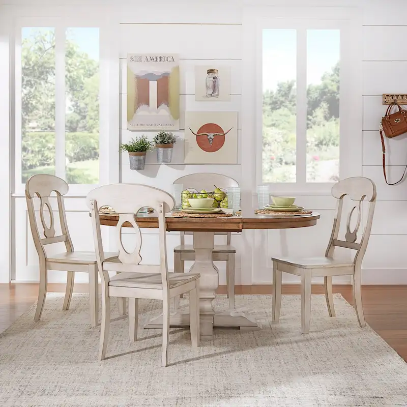 Two-Tone Oval Solid Wood Dining Table