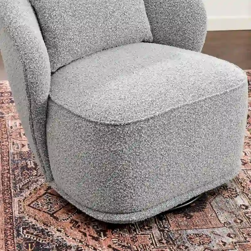 KINWELL 33 Wide Sherpa Boucle Upholstered Swivel Accent Chair