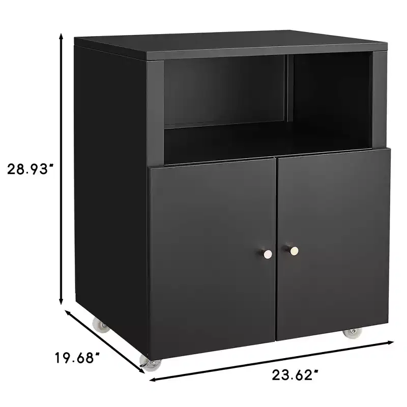 Metal Printer Cabinet with Storage, Heavy Duty 3d Printer Stand on Wheels with 2 Doors, Under Desk File Cabinet for Office Corner and Small Spaces