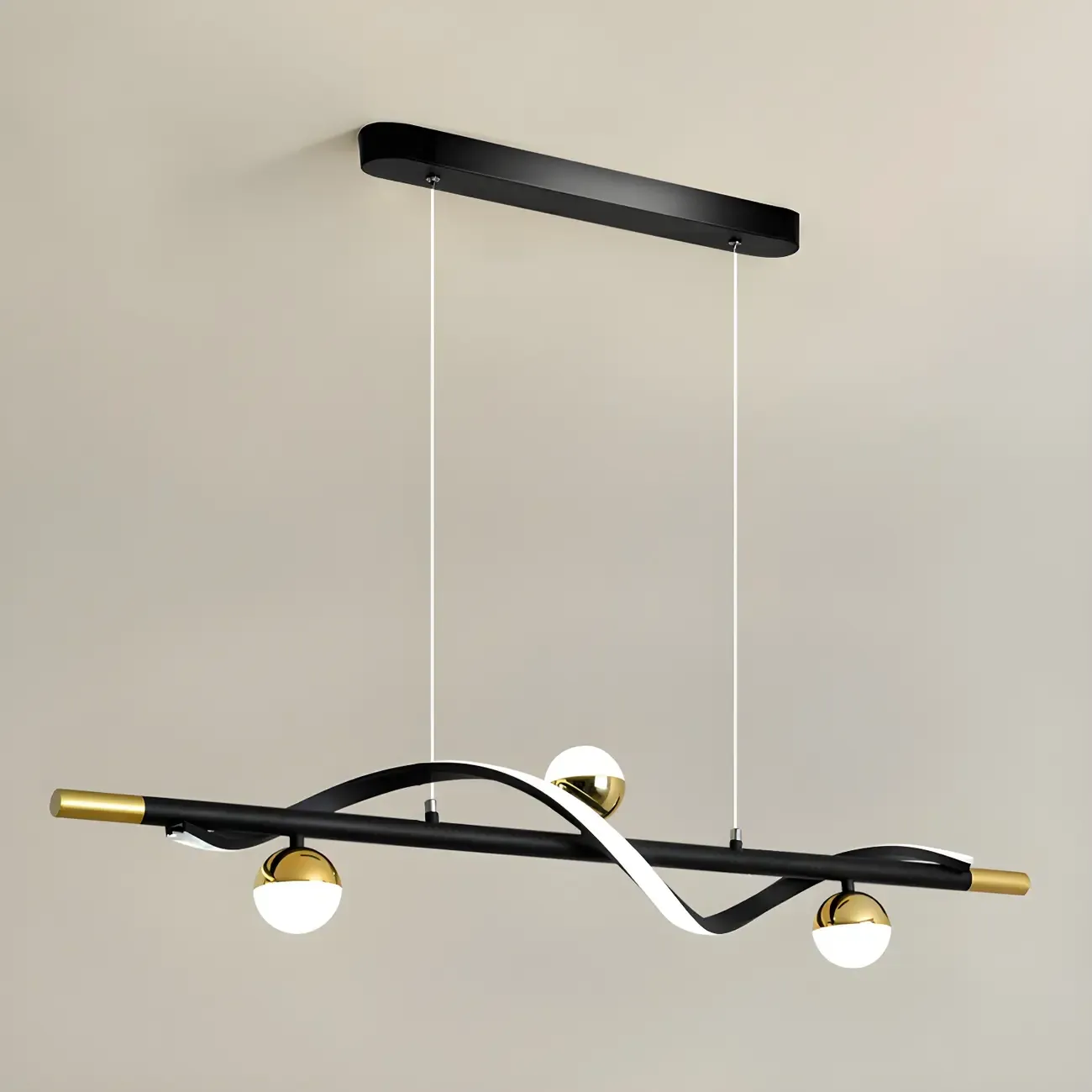 Modern Black Metal Acrylic 4-Light LED Dimming Pendant Light