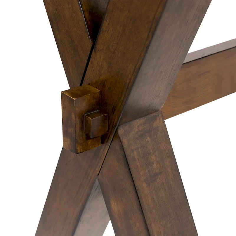 Walnut Solid Wood Coffee Table with Live Edge and X-Shaped Legs