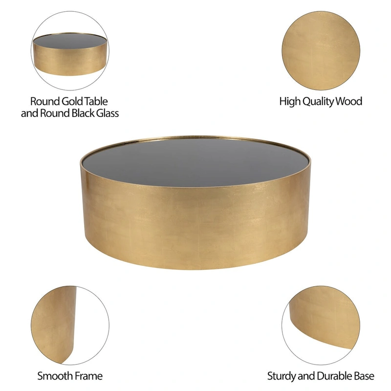 Sagebrook Home Modern Glam Wood Round Glass Coffee and End Table