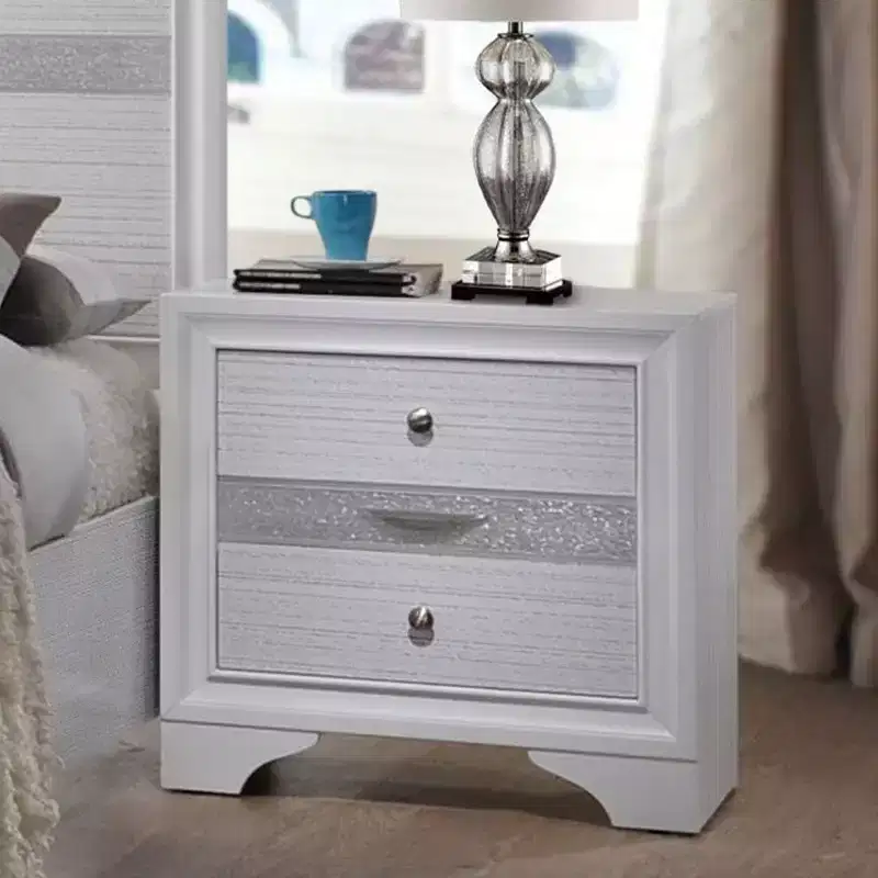26" Naima Nightstand White - Acme Furniture: 60 Day Warranty, No Assembly, Metal Glides, Wood Composite